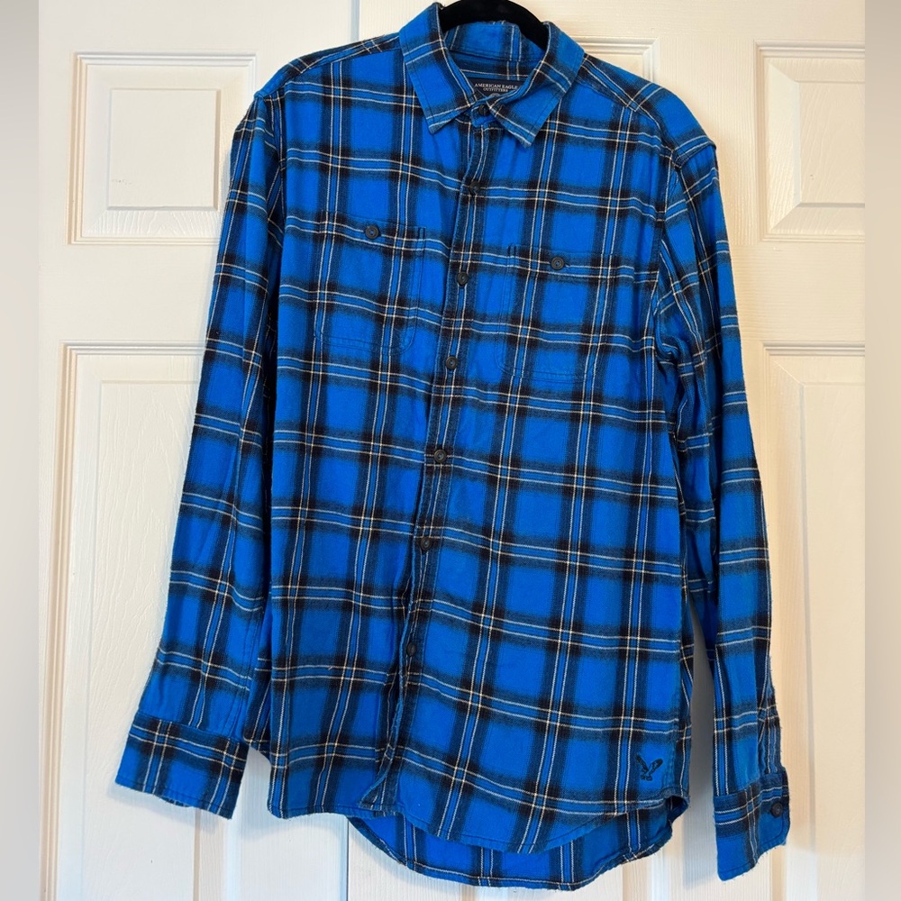 American Eagle Outfitters Blue Checkered Flannel Men's Shirt